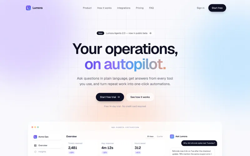 AI / SaaS Landing template — desktop homepage